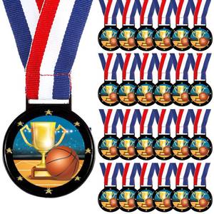 lot 2362 image: Kenning 24 Pcs Basketball Medals for Kids with Attached Neck Ribbons, Award Medals Metal Trophy Trophies Gift for Sports Themed Party Favors Team Participation(Basketball)
