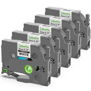 lot 2367 image: Labelife TZe-221 TZe221 Replacement for Brother P Touch Label Maker Tape 9mm TZe TZ Tape 9mm 0.35 Laminated White for Brother PT-D210 PT-D220 PT-D200 PT-H110 PT-D400 PT-D410, 38 Inch, 5-Pack