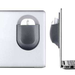 lot 2371 image: Epessa Universal Stick-On Mouse Pouch, Holder for Wireless Mouse, Sleeve for Laptop, Reusable Adhesive, No Glue Residue, Compatible with iPad or MacBook (Grey)