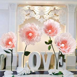 lot 2384 image: FineCheer 4 Pcs Wedding Giant Flowers Decorations 24 Inch 16 Inch 3D Large Silk Flowers Artificial Faux Floral Backdrop for Wedding Graduation Bridal Shower Birthday Party Supplies(Pink Gradient)