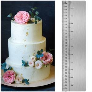 lot 2399 image: Nuenen 12 Inches Stainless Steel Cake Scraper with Scale Cake Edge Smoother Decorating Comb Baking Scraper Tool for Baking Measuring Buttercream Home Kitchen Accessory