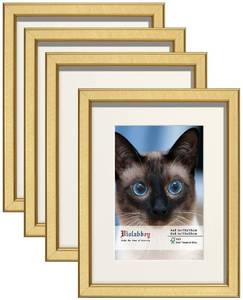 lot 3003 image: VIOLABBEY 6x8 Picture Frame Set of 4, Gold Photo Frame, Display 4x6 Photo with Mat and 6x8 without Mat, Wall or Tabletop, HD Real Glass