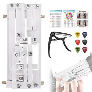 lot 3013 image: FormiPow Guitar Chord Presser, Beginner Guitar Learning Tool with 11 Chords, Capo & Picks, Easy-to-Use Chord Helper for Acoustic Guitars (38-41), Gift for Beginners (White)