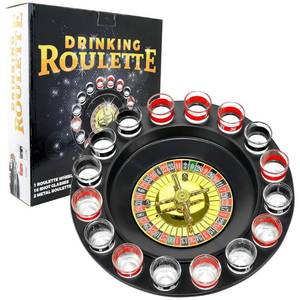 lot 3017 image: Shot Glass Roulette Drinking Game �� 16-Piece RedBlack Set with 2 Metal Balls, Fun Adult Party Game for White Elephant, Game Nights, and Gifts