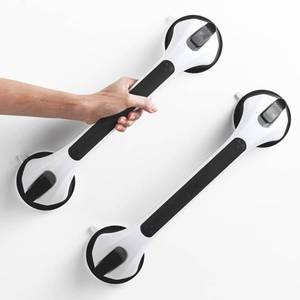 lot 3021 image: LEVERLOC 2 Pack Grab Bars for Bathtubs and Showers, Easy to Install Suction Shower Handles for Bathroom Removable Handrails for Seniors Elderly Safety Grip Waterproof Drill Free Black