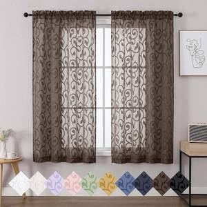 lot 4258 image: WelvetBLK Sheer Chocolate Curtains for Bedroom Living Room 63 Inch Length 2 Panels Set, Soft Airy Light Filtering Geometric Jacquard Clip Curtains Drapes, Modern Rod Pocket, 2Pcs 42 Wx63 L Inch