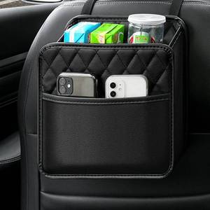 lot 4271 image: INZSASO Car Back Seat Organizer, Hanging PU Leather Car Storage Bag, Compatible with Most Vehicles Interior Accessories Organizer (Black(1Pack))
