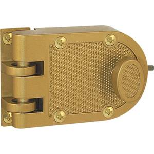 lot 4274 image: Prime-Line U 9970 Deadlock �� Jimmy-Resistant Design Prohibits Forced Entry by Spreading of Door Frames �� Single Cylinder Diecast Metal Lock With a Brass Finish and Angle Strike (Single Pack)