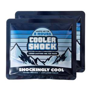 lot 4284 image: Cooler Shock Reusable Prefilled Ice Packs for Coolers & Lunch Boxes - Long Lasting Cold Freezer Packs for Lunchbox, Non-Toxic Gel Ice Pack for Camping, Lunch Bags, Road Trips, 2 Pack (6.5x7.5)