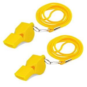 lot 4285 image: PlumeCHJ Whistle, 2 Packs Plastic Sports Whistles with Lanyard, Loud Crisp Sound Whistle Ideal for Coaches, Referees, and Officials (Yellow)