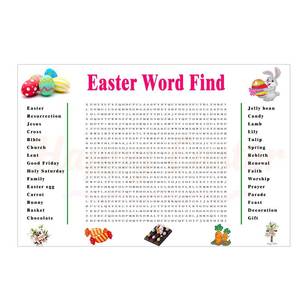 lot 4287 image: DOMELIFE Easter Word Search Poster, Large 35.4�� � 23.6�� Holiday Word Search Wall Poster for Family Parties, Classroom & Office (30 Holiday-Themed Words)