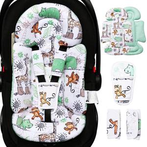 lot 4293 image: Infant Car Seat Insert, Enlarged Head Support For Baby Carseat, Reversible Newborn Insert With 3 Strap Covers, 2-in-1 Baby Car Seat Cushion for Stroller, Swing, Bouncer, Rocker - Blue Giraffe