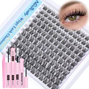 lot 4306 image: Wispy Lash Clusters Kit DIY Lash Extension Kit Natural Look C-curly Cluster Eyelash Extension Kit Volume 10-16MM Individual Eyelashes Kit with Lash Remover by Newcally