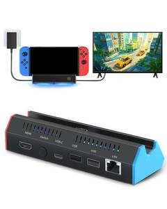 lot 4331 image: iPLYGAM Switch1 TV Dock with 1000Mbps Ethernet LAN Port4K HDMI Port, Portable Switch Docking Station for Nintendo SwitchSwitch OLED, Replacement Official Switch Dock Base Stand (NO Cable Included)