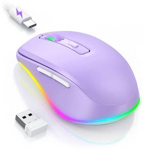lot 4338 image: PEIOUS Wireless Mouse Jiggler - LED Wireless Mice with Build-in Mouse Mover, Rechargeable Moving Mouse for Laptop with Undetectable Random Movement Keeps Computers Awake - Purple