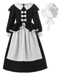 lot 4344 image: ReliBeauty Pilgrim Costume for Girls Colonial Girl Costume Dress Cosplay Costumes Birthday Party Christmas Halloween Dress up,140