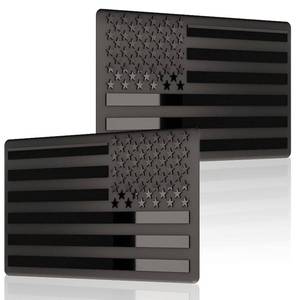 lot 6229 image: Embossed 3D Metal All Black American Flag Emblem Decal Stickers (1 Pair), Matte Black 5 x 3 Patriotic USA US Flag Car Decals Bumper Stickers for Truck, Window, Motorcycle, Support US Military