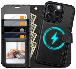 lot 6241 image: OCASE for iPhone 16 Pro Max Case Detachable Wallet Case with Card Holder, 2 in 1 Pu Leather Flip Folio with RFID Blocking Stand Wrist Strap Shockproof Phone Cover 6.9 Inch 2024, Black