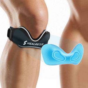lot 6246 image: Healrecux Patellar Tendon Support Strap, Silicone Patella Knee Strap, Non-Slip Patella Band Knee Brace for Jumpers Knee, Tendonitis, Basketball, Volleyball - Black 1 Pack