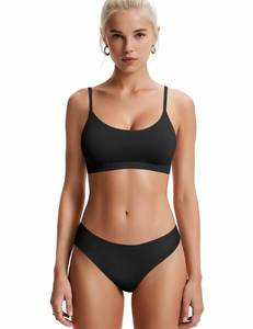 lot 6248 image: Vertvie Womens Wireless Bralettes Cami Bras Unlined Seamless No Underwire No Padding Scoop Neck Comfort T Shirt & Sports Bra(Black,Medium)
