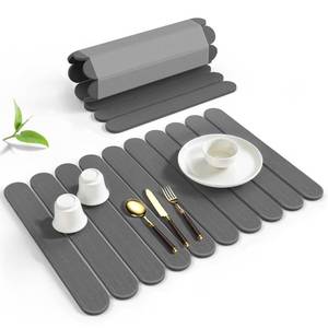 lot 6261 image: Large Stone Dish Drying Mat for Kitchen Counter, Quick Dry Diatomaceous Earth Stone Mat, Roll-Up Dish Mat for Dishes Bottles Cups, Super Absorbent & Non-Slip, 24�16,Grey
