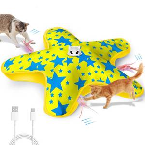 lot 6267 image: Rechargeable Interactive Cat Toys, Automatic Cat Toy for Indoor Cats, Durable Hide and Seek Cat Toy with Moving Concealed Feathers, Touch Activated Kitten Toys Cat Exercise Toys, Yellow Blue Cover