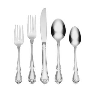lot 6274 image: Oneida True Rose 45 Piece Everyday Flatware, Service for 8, 180 Stainless Steel, Silverware Set, Silver