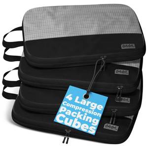 lot 6286 image: 4pc Large Compression Packing Cubes for Travel - Luggage Organizers Suitcases