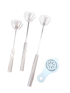 lot 6298 image: Stainless Steel Wire Whisk Set with Dusting Shaker