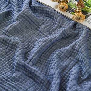 lot 6299 image: EMME Cotton Muslin King Blanket Bed Layering Bedspread Coverlet Breathable Gauze Soft Lightweight (Heather Navy, 108x90)