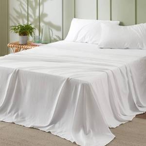 lot 6313 image: Bedsure Queen Sheet Set - 4 Pieces Soft Queen Size Sheets - Breathable & Cooling - Hotel Luxury - Easy Care Polyester Microfiber Bedding for Women, Men, Bright White