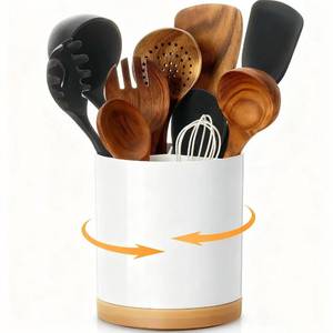 lot 6317 image: Meolibour Extra Large Porcelain Like Kitchen Cooking Utensil Holder, 360° Rotating Utensil Crock, 7.2 Unbreakable for Countertop, for Farmhouse Kitchen Decor with Rotatable and Detachable Base