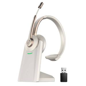 lot 6319 image: Bluetooth Headset, Wireless Headphones with Microphone Noise Canceling & USB Dongle, V5.0 Trucker Bluetooth Headset with Mic Mute & Charge Dock for PCLaptopPhoneMeetingCallCenterOffice Gold