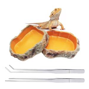 lot 6322 image: Reptile Growth Reptile Bowl Set Includes Reptile Food Dish,Reptile Water Dish,Reptile Feeding Tongs,Long Tweezers for Terrarium,for Leopard Gecko,Frog,Bearded Dragon,Snake,Tortoise,Hermit Crab