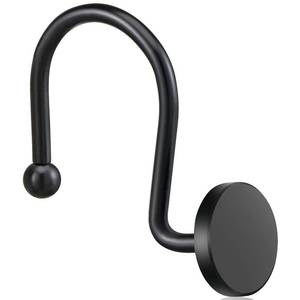 lot 6334 image: ZESLMG Shower Curtain Hooks, Black Shower Curtain Rings Rustproof Metal Round Decorative Shower Hooks Rings for Bathroom Shower Rods Curtains, Set of 12 Heavy Duty Solid Hooks