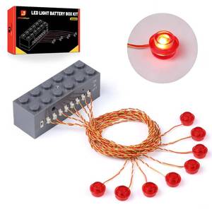 lot 6335 image: JMBricklayer LED Light Kit Building Blocks Set, 2x6 Red Light Up Bricks with Light-Sensing Mode, DIY Lighting Accessories Decoration Sets Compatible with Major Upgrade