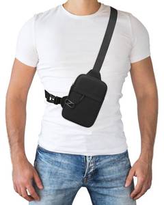 lot 6336 image: Peicees Small Anti-theft Sling Bag for Men Women Waterproof Mini Crossbody Backpack Chest Bag Travel Passport Phone Holder, Black