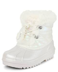 lot 6341 image: The Childrens Place,Girls Faux Fur Trim Winter Snow Boot,Big Kid, Size 2