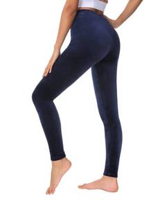 lot 6343 image: Dolcevida Women Velvet Leggings High Waist Buttery Soft Warm Velvet Stretch Seamless Yoga Pant��Navy,M
