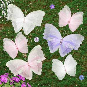 lot 6344 image: Earssa 6PCS Giant Artificial Butterfly,Large Butterfly Party Decorations Silk Hanging Butterflies Wall Decorations 20 Inch 12 Inch for Wedding Baby Shower Church Birthday Party Home Garden