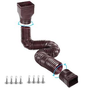 lot 6346 image: Gutterlix 1 Pack Flexible Gutter Downspout Extensions Extendable from 21 to 67, Downspout Extender Comes with Adapters, Thickened Down spout Drain Extension for Rainwater Drainage(Brown)