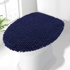 lot 6350 image: Smiry Soft Chenille Bathroom Toilet Lid Cover, Machine Washable Covers, 17.5x15, Fits Most Round, Elongated and Oblong Lids, Accessories Decor, Navy Blue