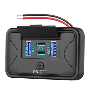 lot 8015 image: 78W 4 Port 12V USB Outlet Wall Mount, Dual 36W PD & Dual 18W QC3.0 Lightweight Surface Mount Charger Socket Panel with Button Switch for Bus RV Truck Marine Golf Cart