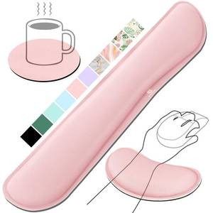 lot 8017 image: Gimars Upgrade Cleanable PU Leather Keyboard Wrist Pillow Rest Pad, Enlarge Mouse Wrist Cushion Support for Office, Computer, Laptop, Mac, Durable, Comfortable, Pain Relief, Pink