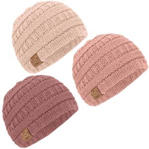 lot 8025 image: KeaBabies 3-Pack Baby Beanies for Boys, Girls - Soft, Cute Baby Winter Hats 6-36 Months, Stretchy Knit, Warm Toddler Winter Hat, Newborn, Infant, Toddler Beanie for Babies Girl, Boy (Tea Rose, M)