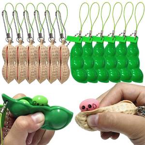 lot 8027 image: 12PCS Squeeze Bean Keychain Fidget Toys for Skin Picking, Pea Pod Sensory Fidget Toys,Peanut Poppers Fidget Toy,Stress Relief Toys,Party Favors