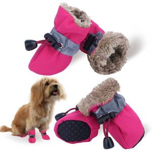 lot 8028 image: LUZGAT Dog Snow Boots, Dog Shoes for Winter, Dog Winter Boots for Small Medium Dogs Puppies, Dog Boots & Paw Protectors with Anti-Slip Sole and Plush, Pack of 4