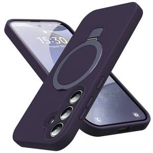 lot 8034 image: Magnetic Stand for Galaxy S24 Plus Case, Liquid Silicone Moisturizing Factor Exreme Soft Slim Phone Case with Stand Compatible with Mag Safe for Samsung Galaxy S24 Plus 6.7 Men Women, Purple