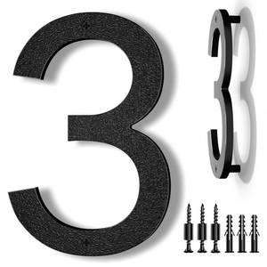 lot 8038 image: IVERRA 8 Inch Large Floating House Numbers, Black Modern House Number for Outside, Home Address Numbers for Outdoor Garage Gate Wall Street (3)
