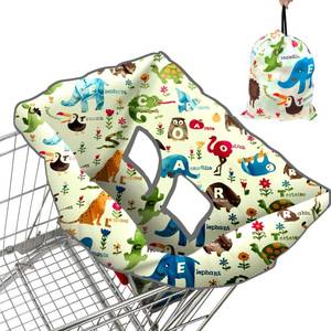lot 8040 image: Shopping Cart Cover for Baby, High Chair Cover, Cart Cover for Babies, Kids& Toddlers, Portable 2-in-1 Design, Includes Free Carry Bag for Market and Resturant Use(Cute Zoo)